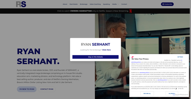 Security scan screenshot of https://ryanserhant.com/
