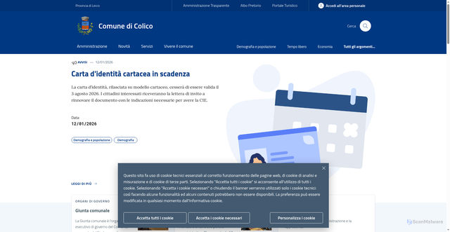 Security scan screenshot of https://www.comune.colico.lc.it/