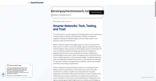 Security scan screenshot of https://bitcoinpaymentnetwork.net