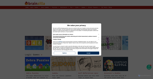 Security scan screenshot of https://brainzilla.com