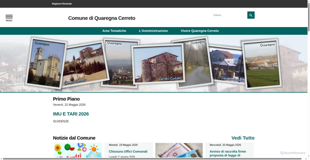 Security scan screenshot of https://www.comune.quaregnacerreto.bi.it