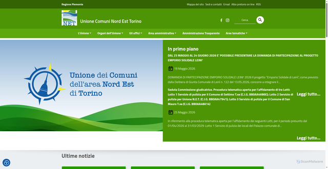 Security scan screenshot of https://www.unionenet.it/