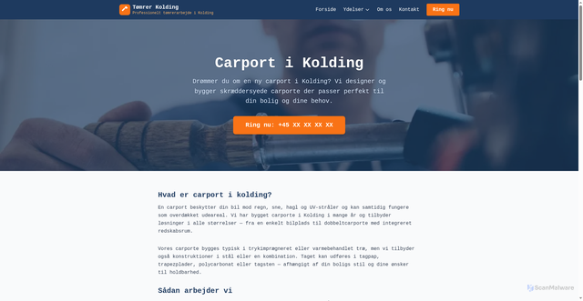 Security scan screenshot of https://toemrerkolding.dk/carport-kolding