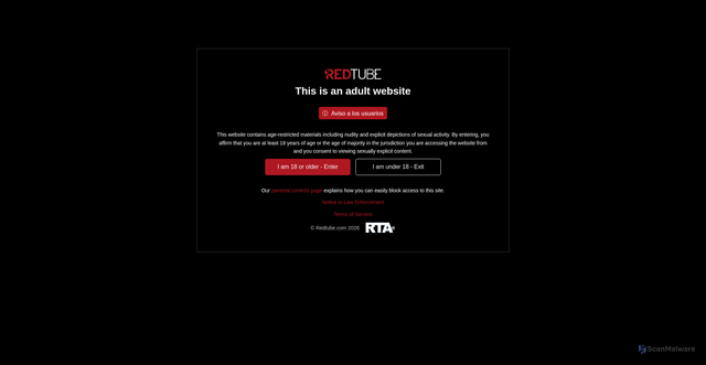 Security scan screenshot of https://es.redtube.com
