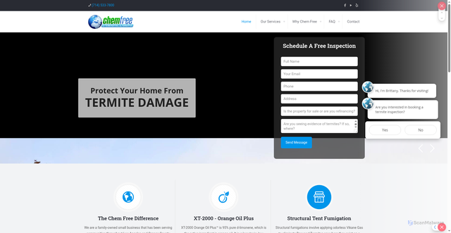 Security scan screenshot of https://chemfreeexterminating.com/