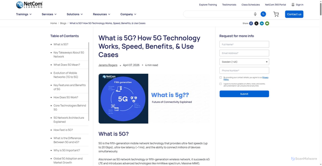 Security scan screenshot of https://www.netcomlearning.com/blog/what-is-5g