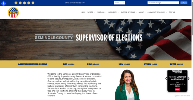 Security scan screenshot of https://www.voteseminole.gov/