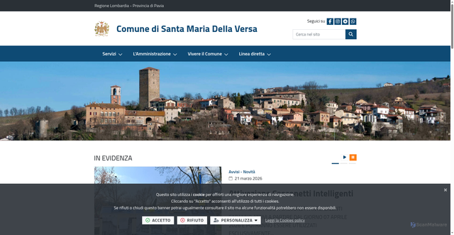 Security scan screenshot of https://www.comune.santa-maria-della-versa.pv.it