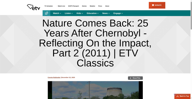 Security scan screenshot of https://www.scetv.org/stories/2025/nature-comes-back-25-years-after-chernobyl-reflecting-impact-part-2-2011