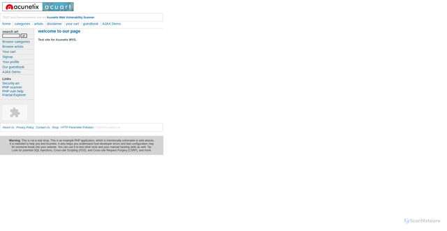 Security scan screenshot of http://testphp.vulnweb.com/