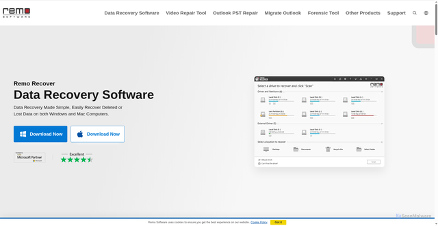 Security scan screenshot of https://remosoftware.com