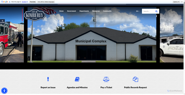 Security scan screenshot of https://kimberlyal.gov/