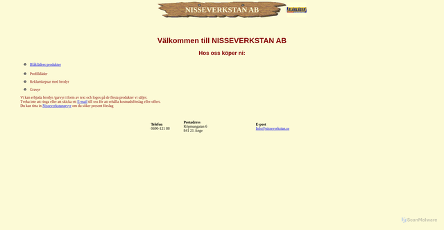 Security scan screenshot of https://nisseverkstan.se