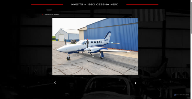 Security scan screenshot of https://tas-aviation.com/aircraft_sales/n421tg-1980-cessna-421c/