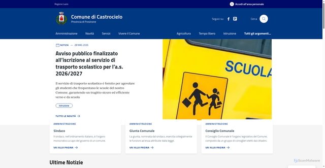 Security scan screenshot of https://www.comune.castrocielo.fr.it