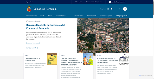 Security scan screenshot of https://www.comune.pernumia.pd.it
