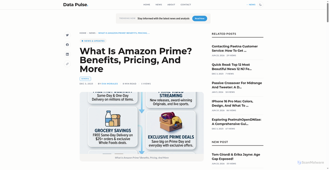 Security scan screenshot of https://cheddarup.pixielane.com/pixielane-news/what-is-amazon-prime-benefits-pricing-and-more-1764797749