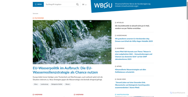 Security scan screenshot of https://www.wbgu.de/de/