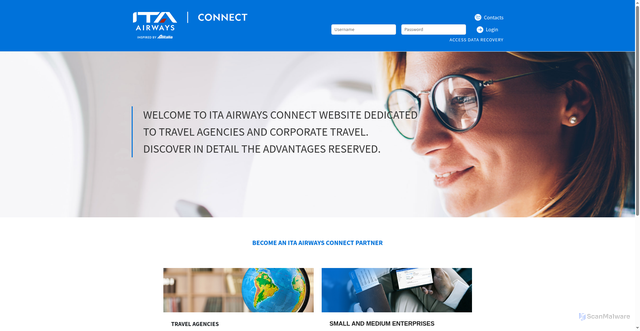 Security scan screenshot of https://www.ita-airways-connect.com/s/?language=en_US
