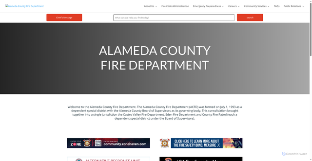 Security scan screenshot of https://alamedacountyfire.gov/