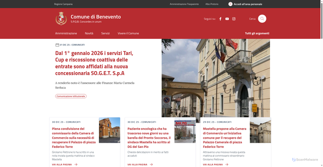 Security scan screenshot of https://comune.benevento.it/