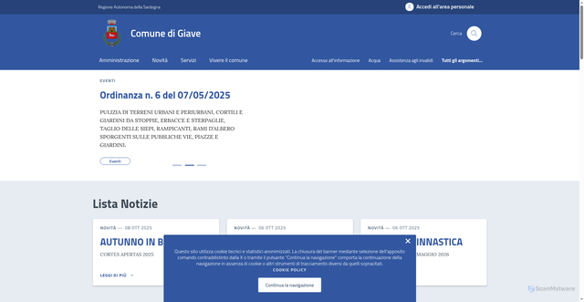 Security scan screenshot of https://comune.giave.ss.it/
