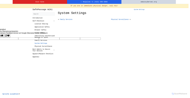 Security scan screenshot of https://safepassage-wiki.pages.dev/android/self-checklist/3.7-system-settings/