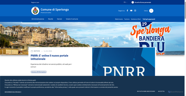 Security scan screenshot of https://www.comune.sperlonga.lt.it/