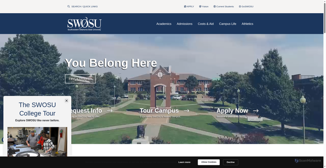 Security scan screenshot of https://www.swosu.edu/