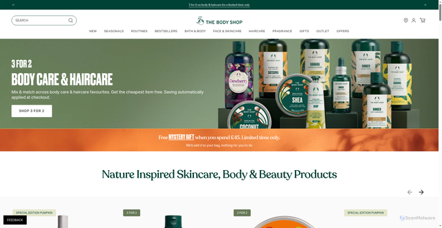 Security scan screenshot of https://www.thebodyshop.com