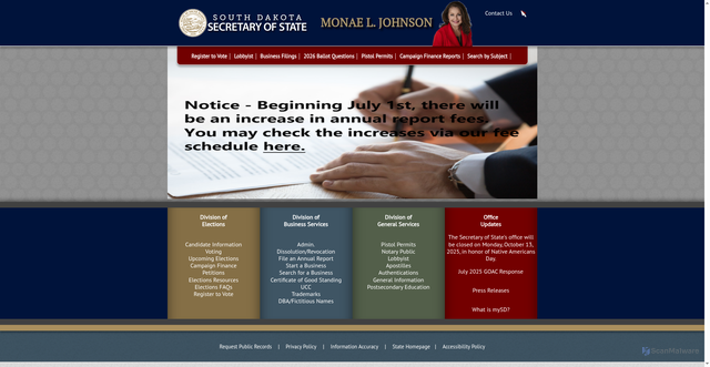 Security scan screenshot of https://sdsos.gov/