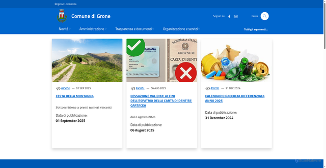 Security scan screenshot of https://www.comune.grone.bg.it/
