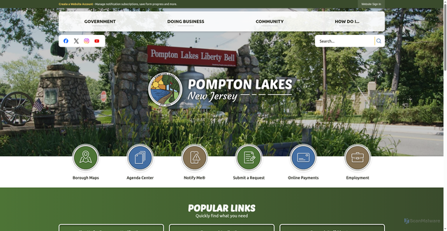 Security scan screenshot of https://pomptonlakes-nj.gov/