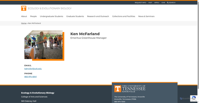 Security scan screenshot of https://eeb.utk.edu/people/ken-mcfarland/