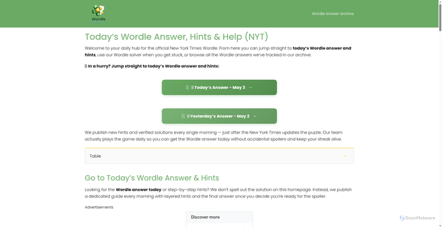 Security scan screenshot of https://wordle-hint-today.com/
