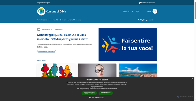Security scan screenshot of https://www.comune.olbia.ot.it/it