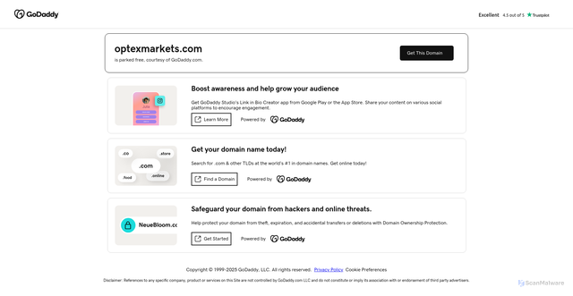 Security scan screenshot of https://optexmarkets.com/
