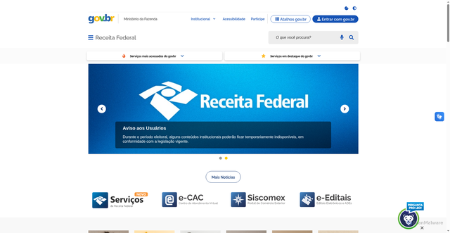 Security scan screenshot of https://rfb.gov.br