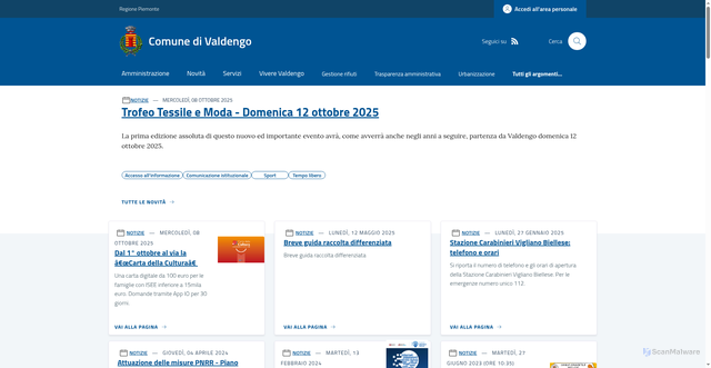 Security scan screenshot of https://www.comune.valdengo.bi.it/