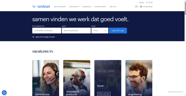 Security scan screenshot of https://randstad.be