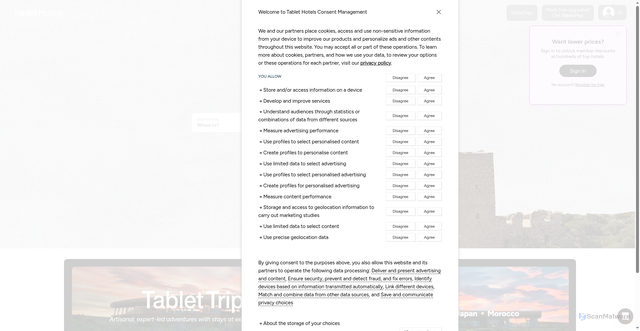 Security scan screenshot of https://www.tablethotels.com
