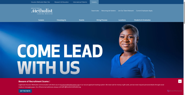 Security scan screenshot of https://www.houstonmethodistcareers.org