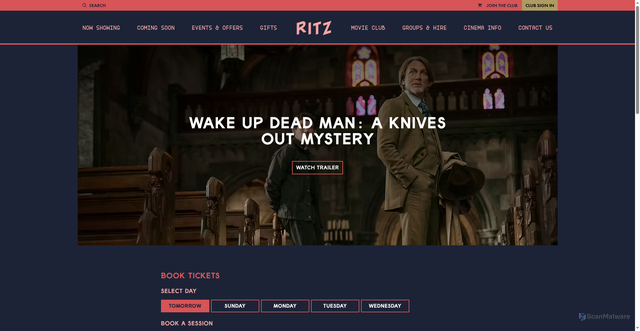 Security scan screenshot of https://www.ritzcinemas.com.au/movies/wake-up-dead-man-a-knives-out-mystery