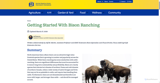 Security scan screenshot of https://extension.sdstate.edu/getting-started-bison-ranching