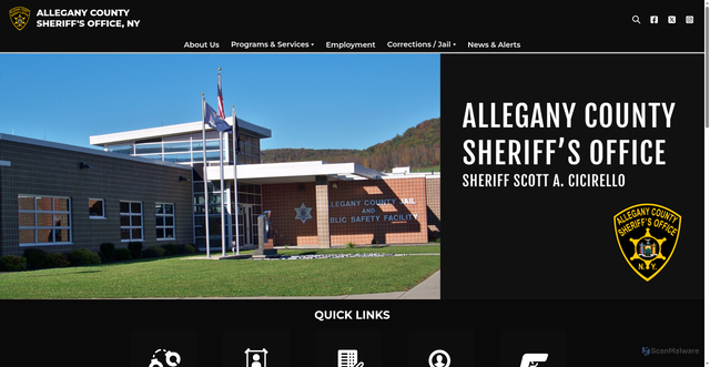 Security scan screenshot of https://www.alleganycountysheriff-ny.gov/