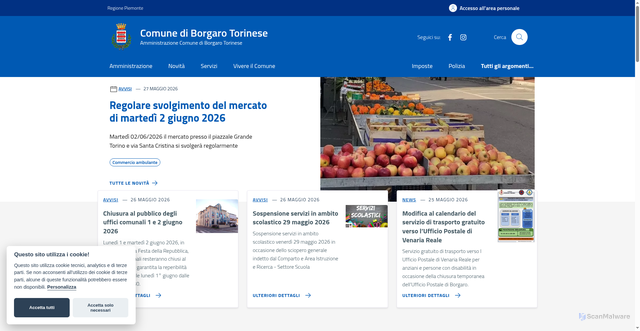 Security scan screenshot of https://www.comune.borgaro-torinese.to.it