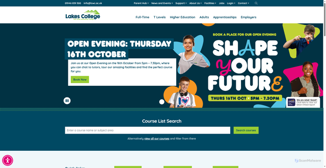 Security scan screenshot of https://www.lcwc.ac.uk/