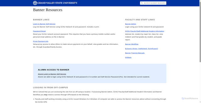 Security scan screenshot of https://mybanner.gvsu.edu