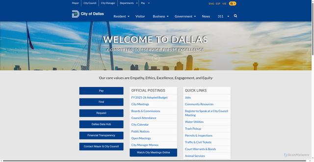 Security scan screenshot of https://dallascityhall.com