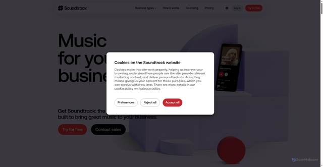 Security scan screenshot of https://soundtrackyourbrand.se